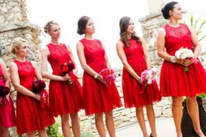 Red Lace Bridesmaid Dresses