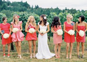 Short Coral Bridesmaid Dresses