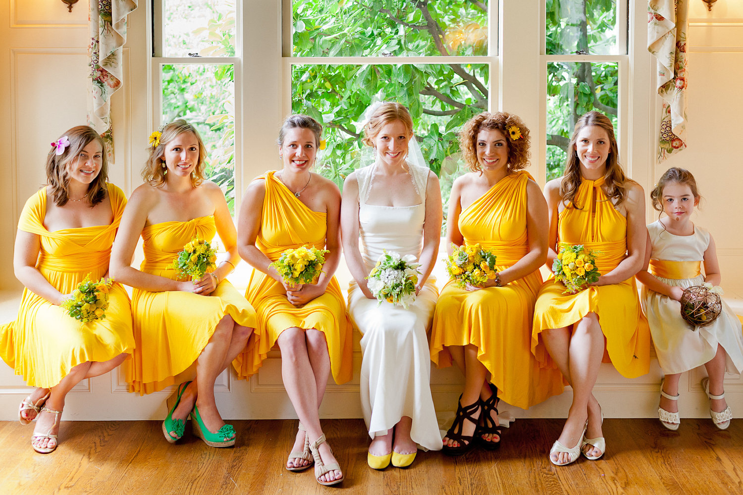 orange and yellow bridesmaid dresses