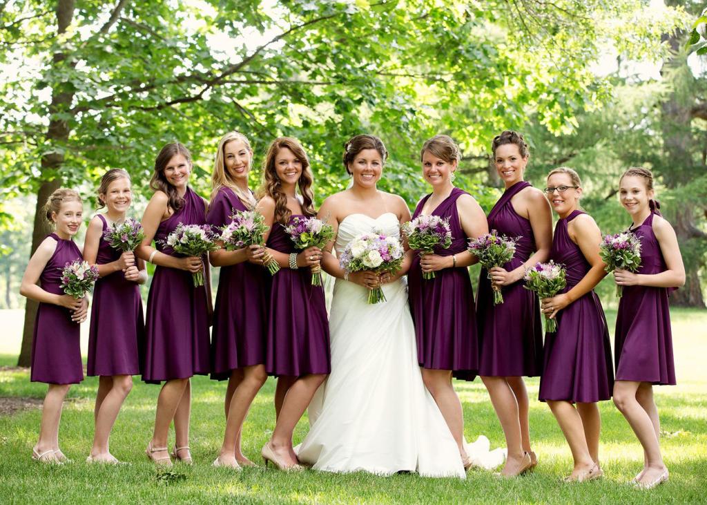 plum and lavender bridesmaid dresses