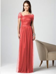 Long Coral Bridesmaid Dresses