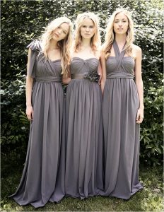 Long Grey Bridesmaid Dresses