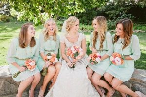 Mint Bridesmaid Dresses with Sleeves