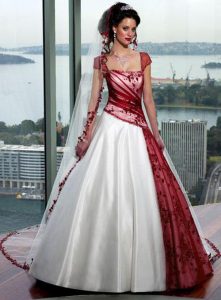 Red and White Bridesmaid Dresses