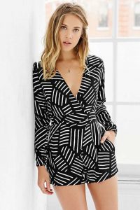 Black and White Long Sleeve Romper