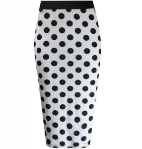 Black and White Polka Dot Pencil Skirt