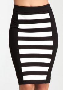 Black and White Striped Pencil Skirt