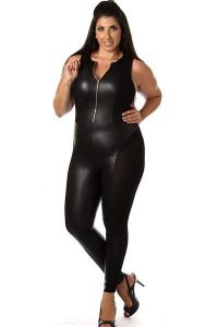 Plus Size Leather Jumpsuit