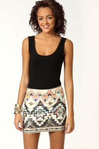 Aztec Sequin Mini Skirt