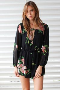 Black Floral Romper