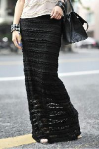 Black Long Lace Skirt