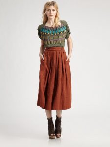 Brown Linen Skirt