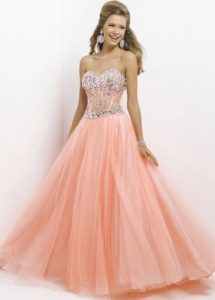 Coral Ball Gown Dress