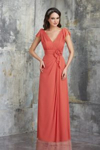 Coral Gown with Sleeves