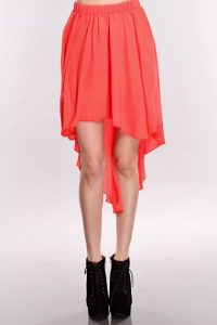 Coral High Low Skirt