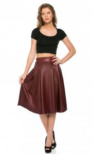 Faux Leather A Line Skirt