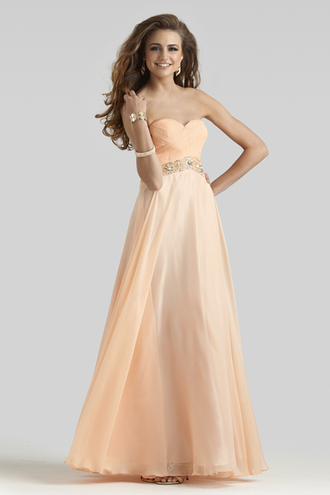 peach color evening gowns