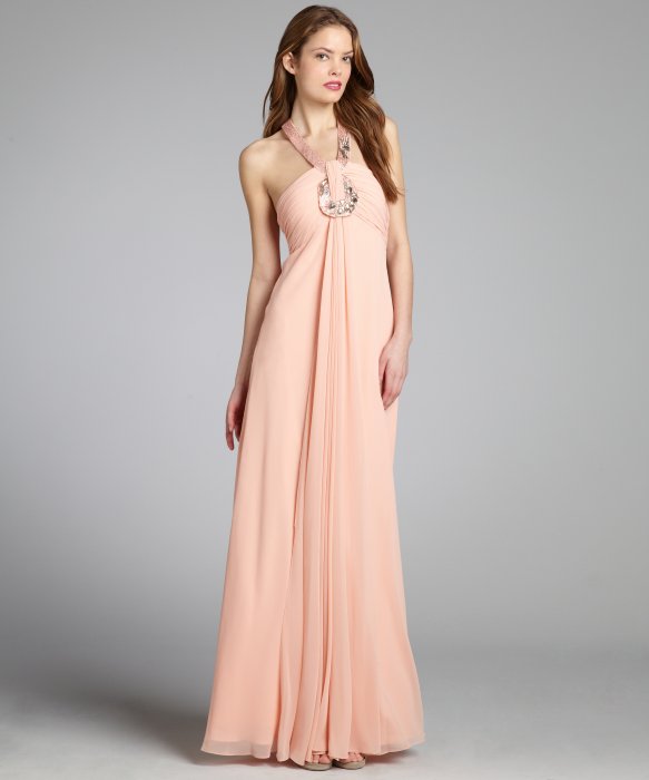 dark peach color gown