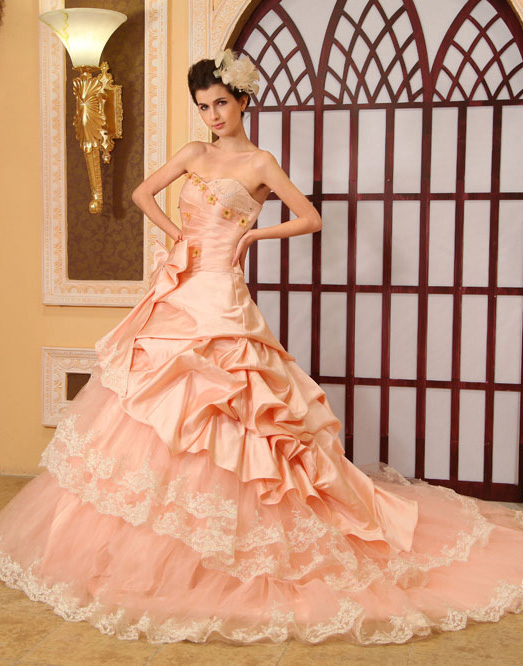 peach gown for wedding