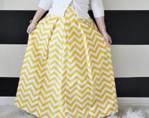 Pleated Chevron Skirt