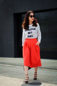 Red A Line Skirt