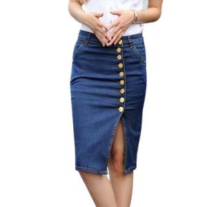 Stretch Denim Pencil Skirt