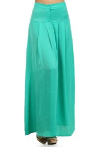 Turquoise Pleated Maxi Skirt