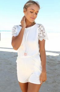 White Lace Romper Women