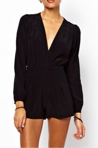 Womens Black Long Sleeve Romper