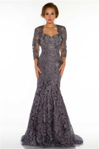 Beaded Gown with Sleeves
