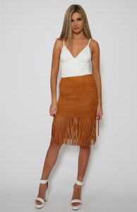 Brown Fringe Skirt