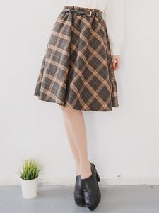 Brown Plaid Skirt