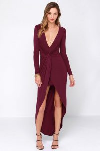 Burgundy Gown with Sleeves