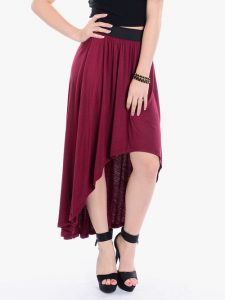 Burgundy High Low Skirt