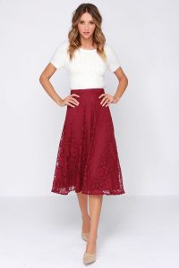 Burgundy Lace Skirt