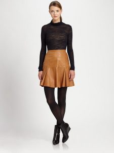 Flared Leather Skirt