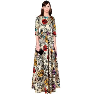 Floral Gown with Sleeves