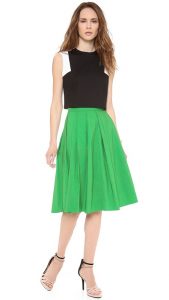 Green Pleated Skirt