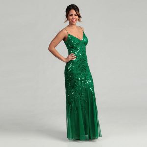 Green Sequin Gown