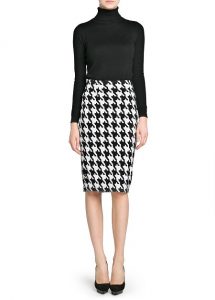 Houndstooth Pencil Skirt