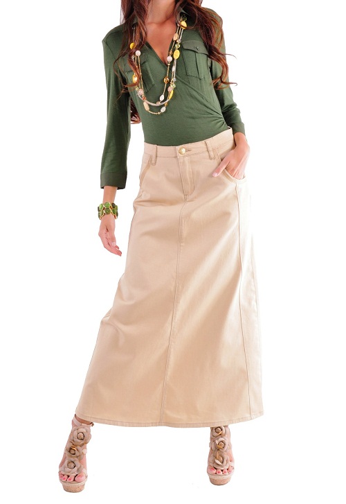 Khaki Skirt | DressedUpGirl.com