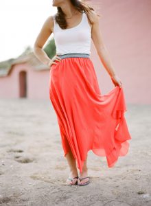 Long Orange Skirt