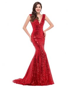 Long Red Sequin Gown