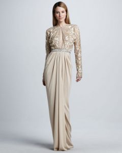 Long Sleeve Beaded Gown