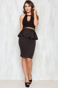 Midi Peplum Skirt