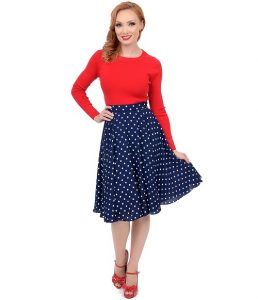 Navy Polka Dot Skirt