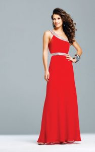 One Shoulder Red Gown