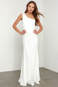 One Shoulder White Gown