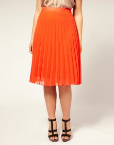 Orange Pleated Skirt