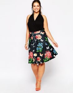 Plus Size Floral Skirt